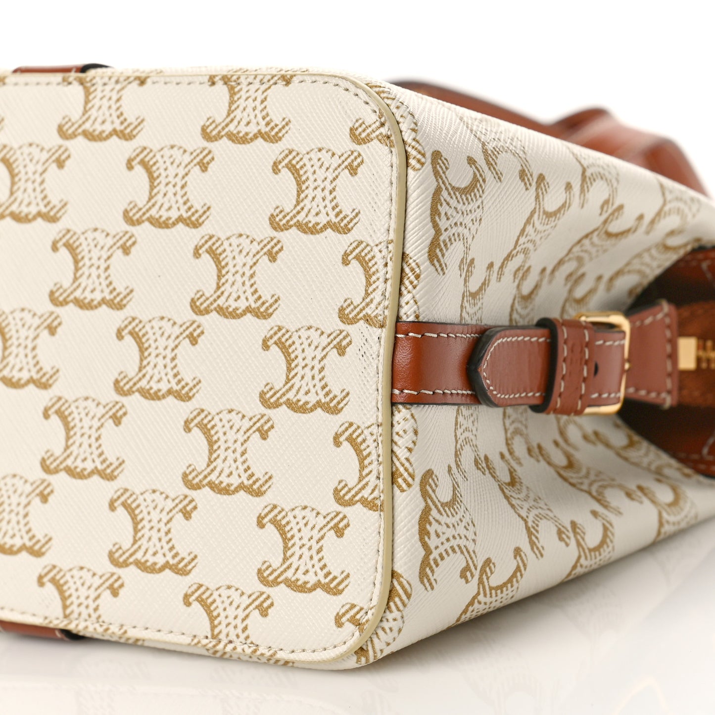 Calfskin Canvas Triomphe Teen Cabas De France White