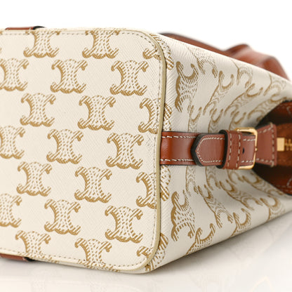 Celine Calfskin Canvas Triomphe Teen Cabas De France White 7 of 8