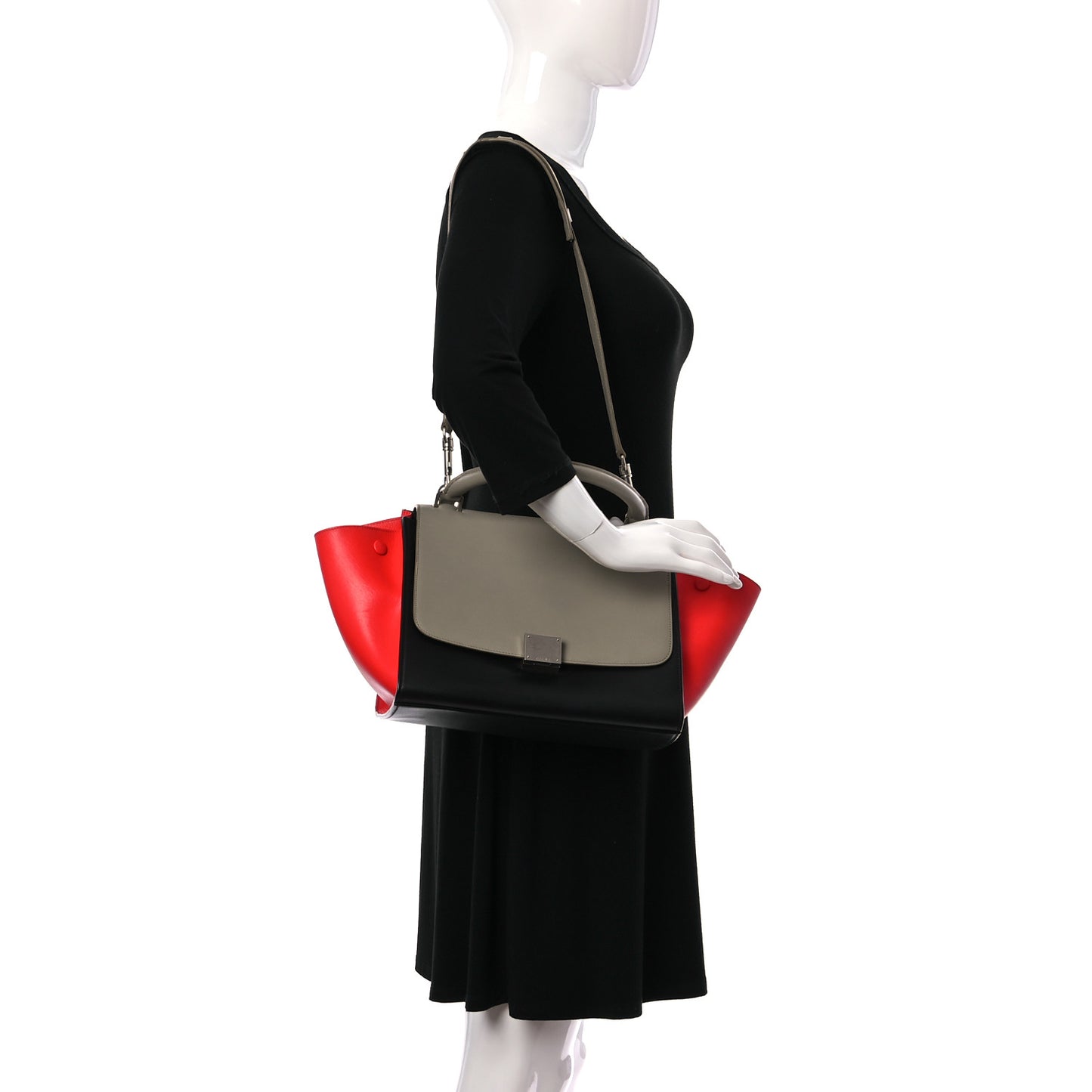 Satin Calfskin Small Tri-Color Trapeze Alizarin
