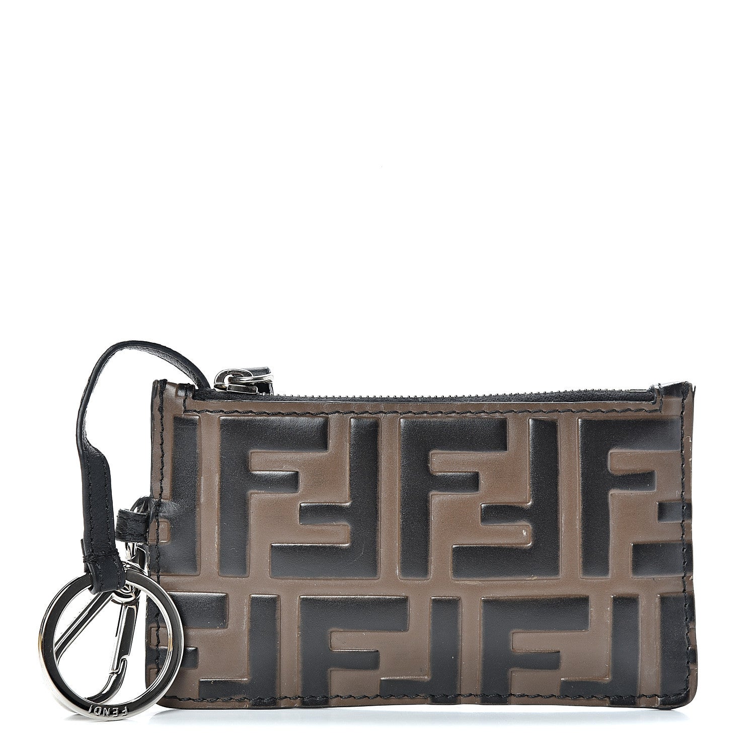 Fendi Vitello Century Bi-Color FF 1974 Embossed Coin Purse Maya Black 1 of 9