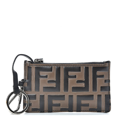 Fendi Vitello Century Bi-Color FF 1974 Embossed Coin Purse Maya Black 1 of 9