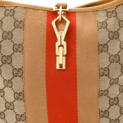 Gucci Monogram Lobster Clasp Jackie O Hobo Red Beige 9 of 14