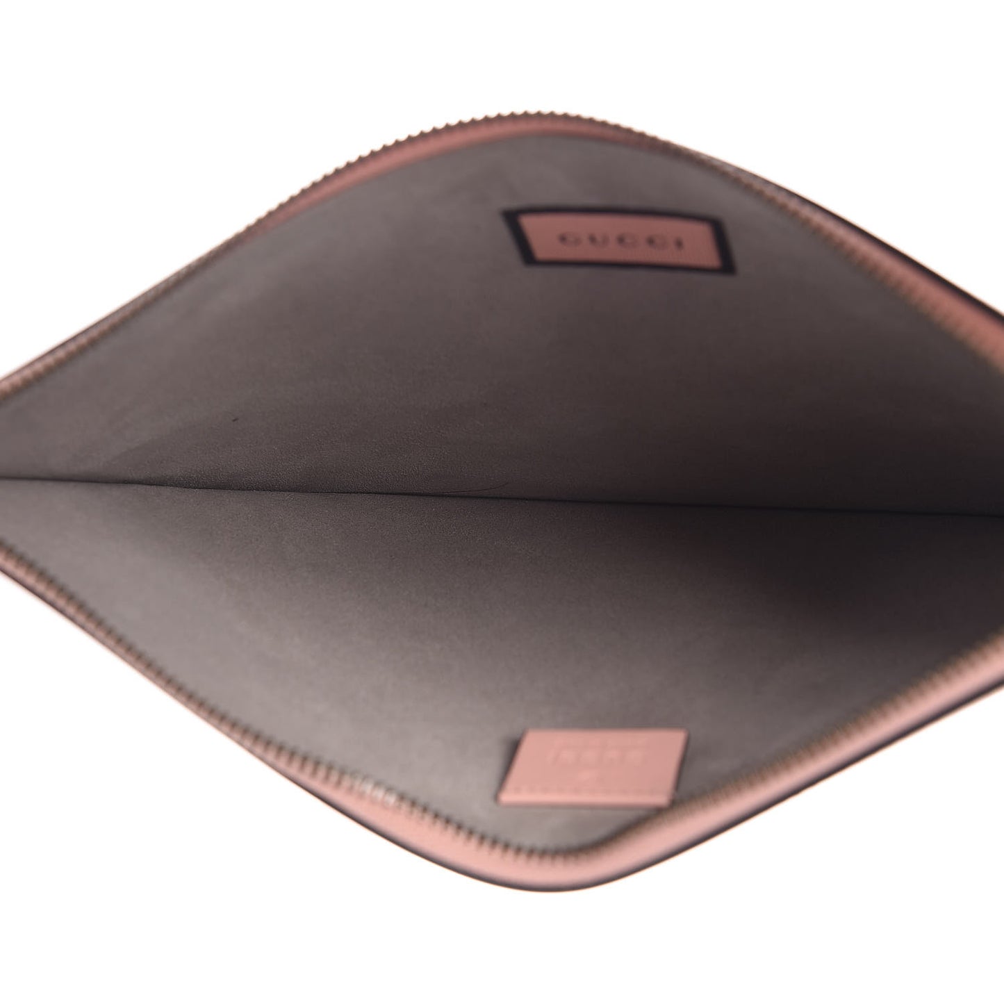 Calfskin GucciGhost Print Zip Pouch Perfect Pink Rosa Ivory