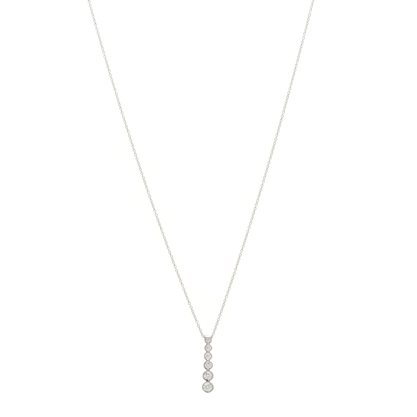 Platinum Diamond Jazz Graduated Drop Pendant Necklace