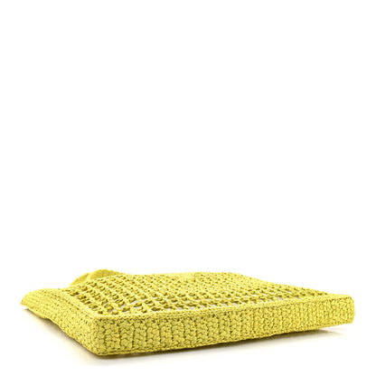 Prada Yarn Raffia Effect Crochet Logo Embroidered Tote Bag Cedro 4 of 9