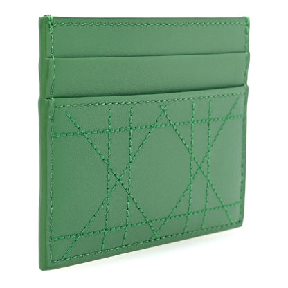 Christian Dior Lambskin Cannage Clover Embroidered Jardin Freesia Card Holder Green 3 of 8
