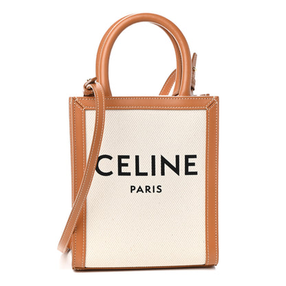 Celine Canvas Calfskin Mini Vertical Cabas Natural Tan 1 of 9