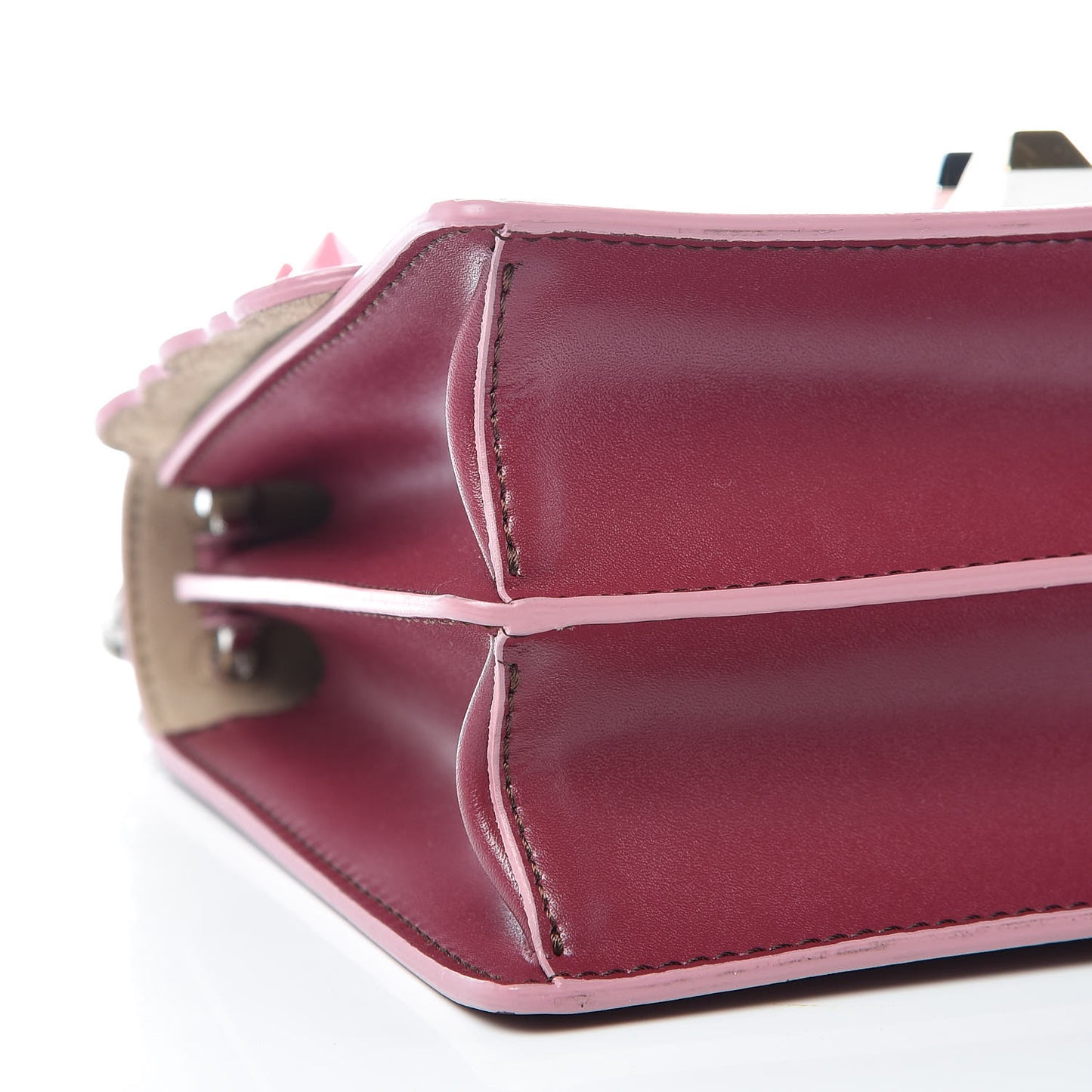 Vitello Liberty Scalloped Studded Small Kan I Shoulder Bag Black Cherry Multicolor