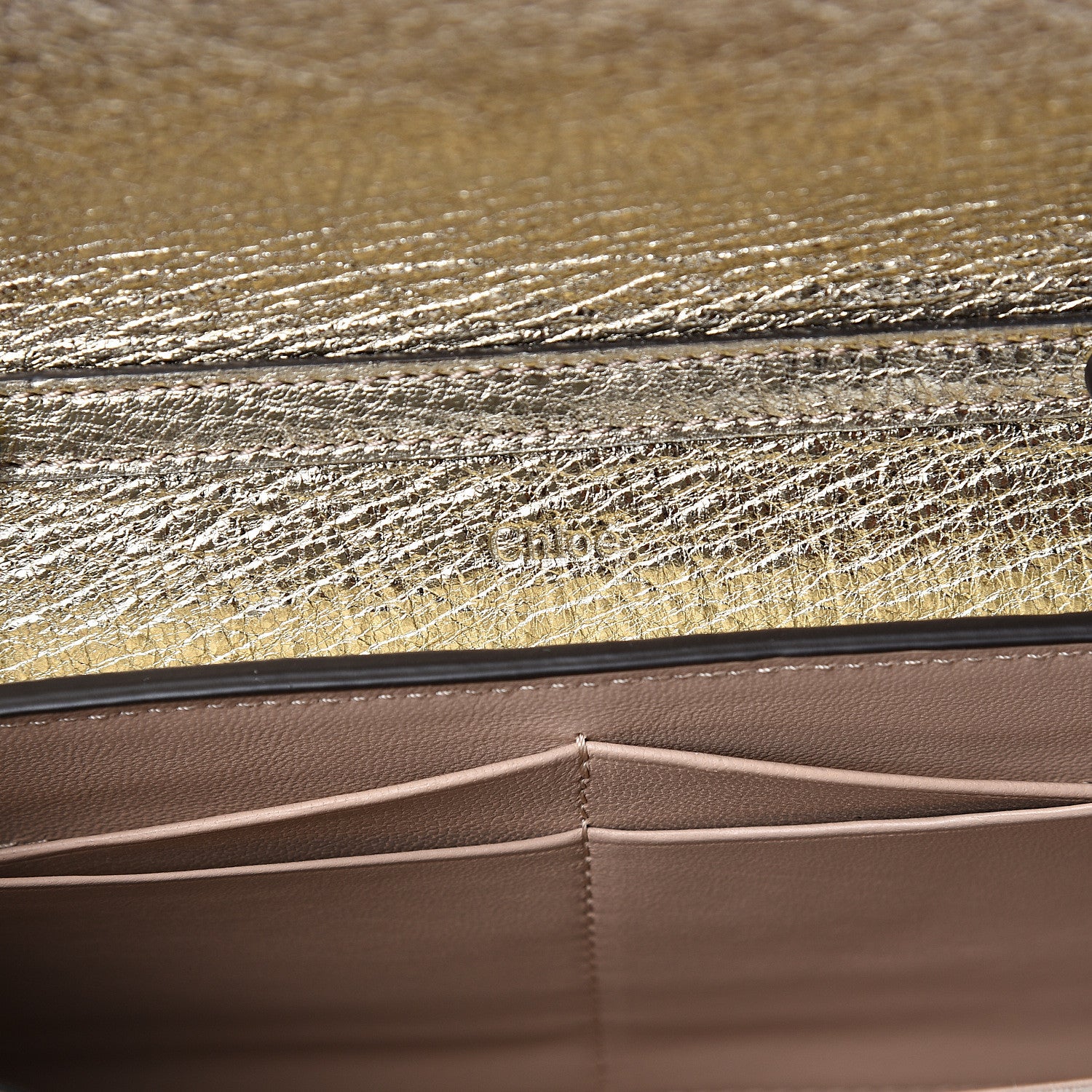 Chloe Metallic Textured Calfskin Aby Chain Wallet Gold 5 of 10