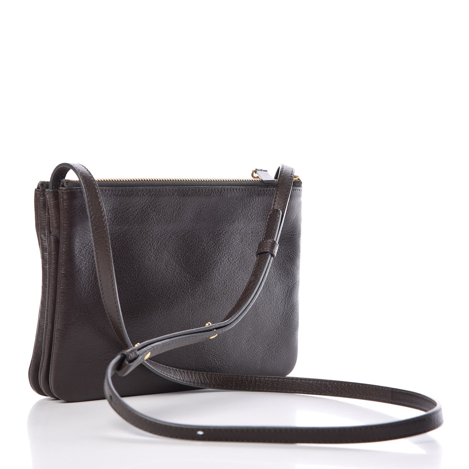 Celine Grained Lambskin Small Trio Crossbody Bag Brown 3 of 12