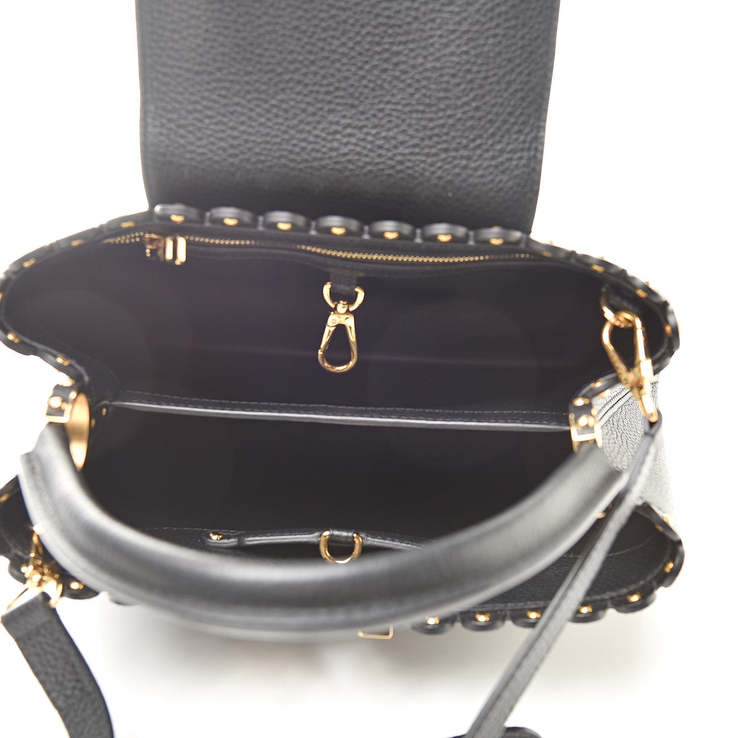Taurillon Studded Capucines PM Black