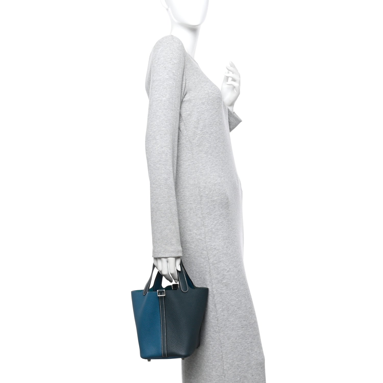 Hermes Taurillon Clemence Casaque Picotin Lock 18 PM Vert Bosphore Vert Cypress 2 of 11