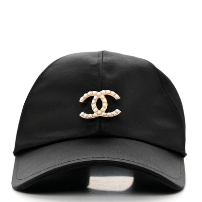Chanel Silk Pearl CC Cap Hat Black 3 of 7