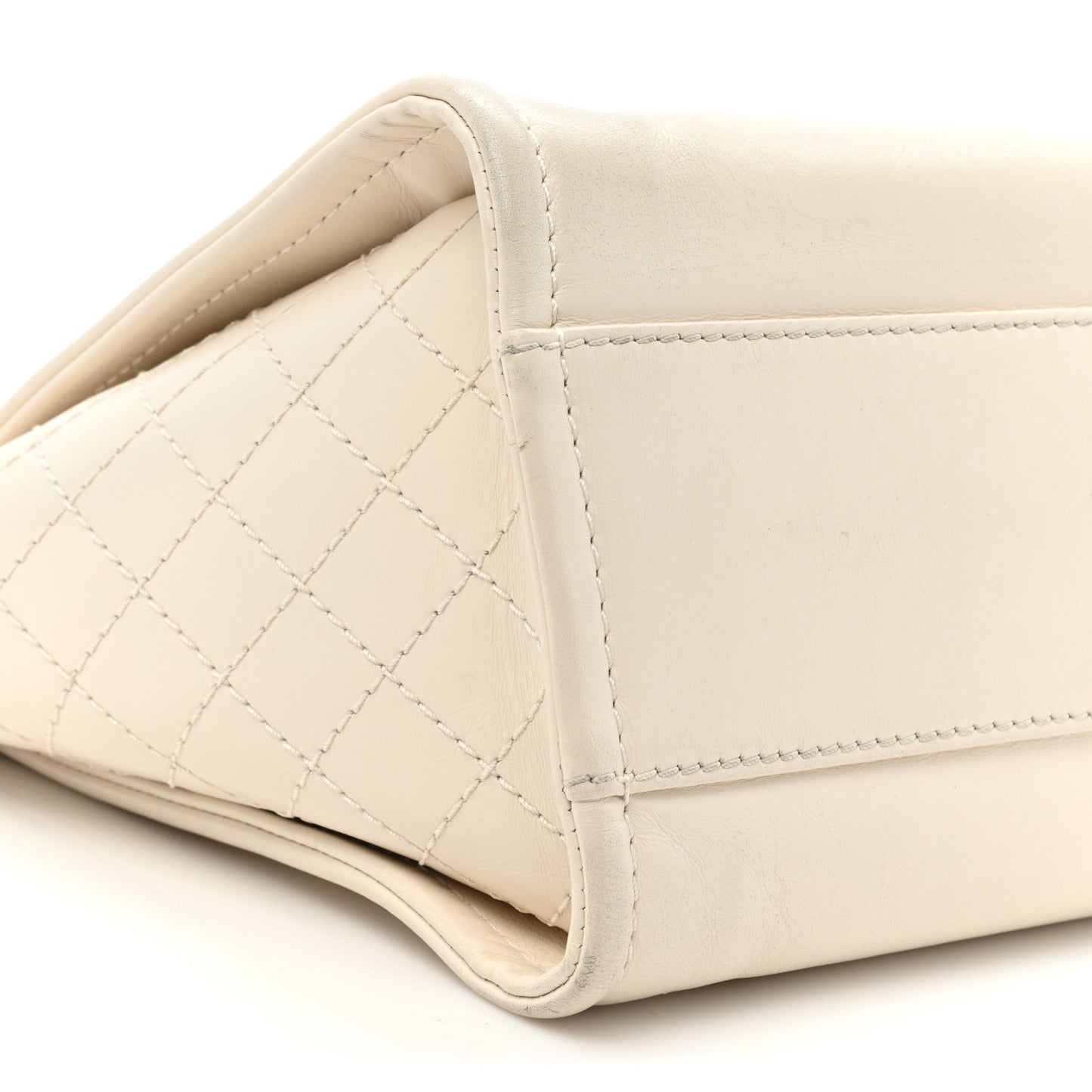 Aged Calfskin Small Charms Deauville Tote White