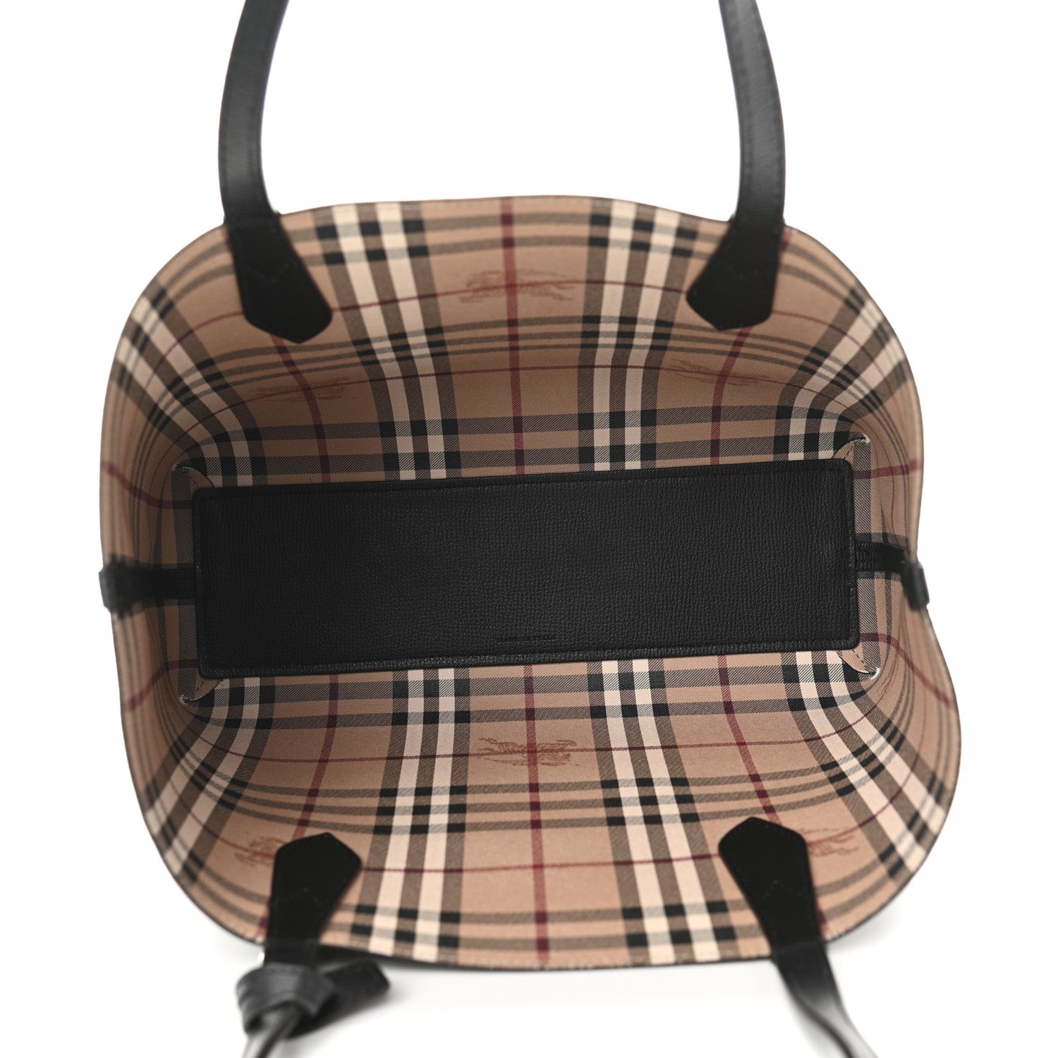 Burberry Grainy Calfskin Haymarket Check Small Reversible Tote Black 9 of 19