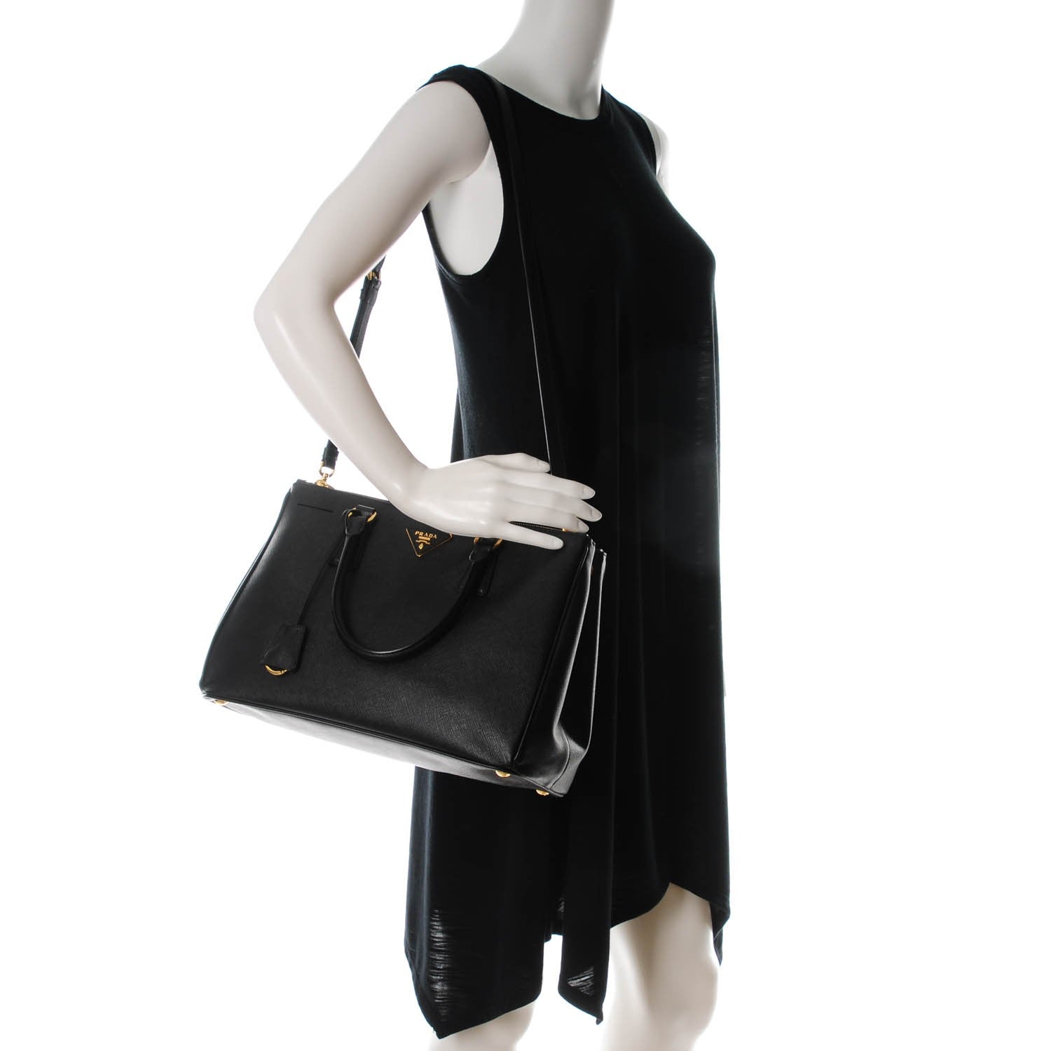 Prada Saffiano Medium Galleria Double Zip Tote Black 2 of 8