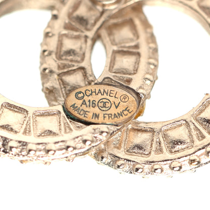 Chanel Crystal Pearl CC Earrings Gold 4 of 5