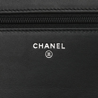 Chanel Calfskin Painted Chevron Embossed Boy Wallet On Chain WOC Black 6 of 11