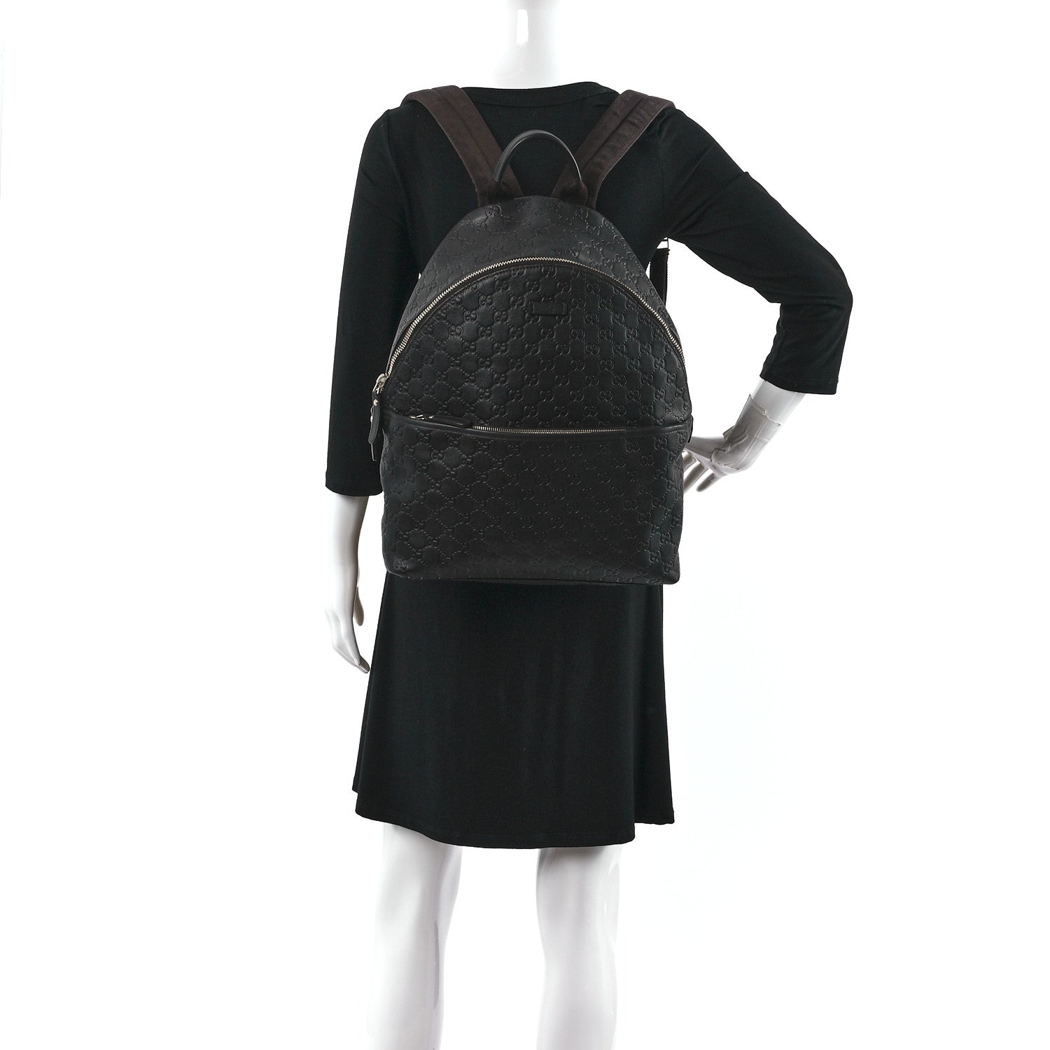 Gucci Guccissima Medium Classic Backpack Dark Brown 2 of 9