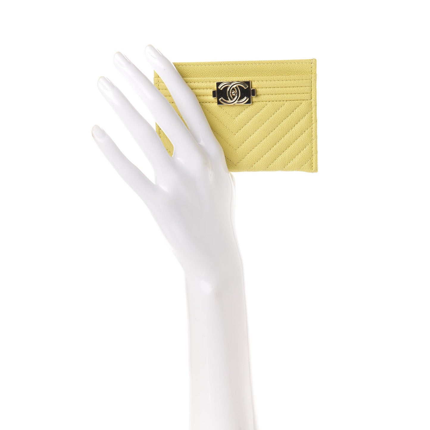 Caviar Chevron Quilted Boy Card Holder Yellow