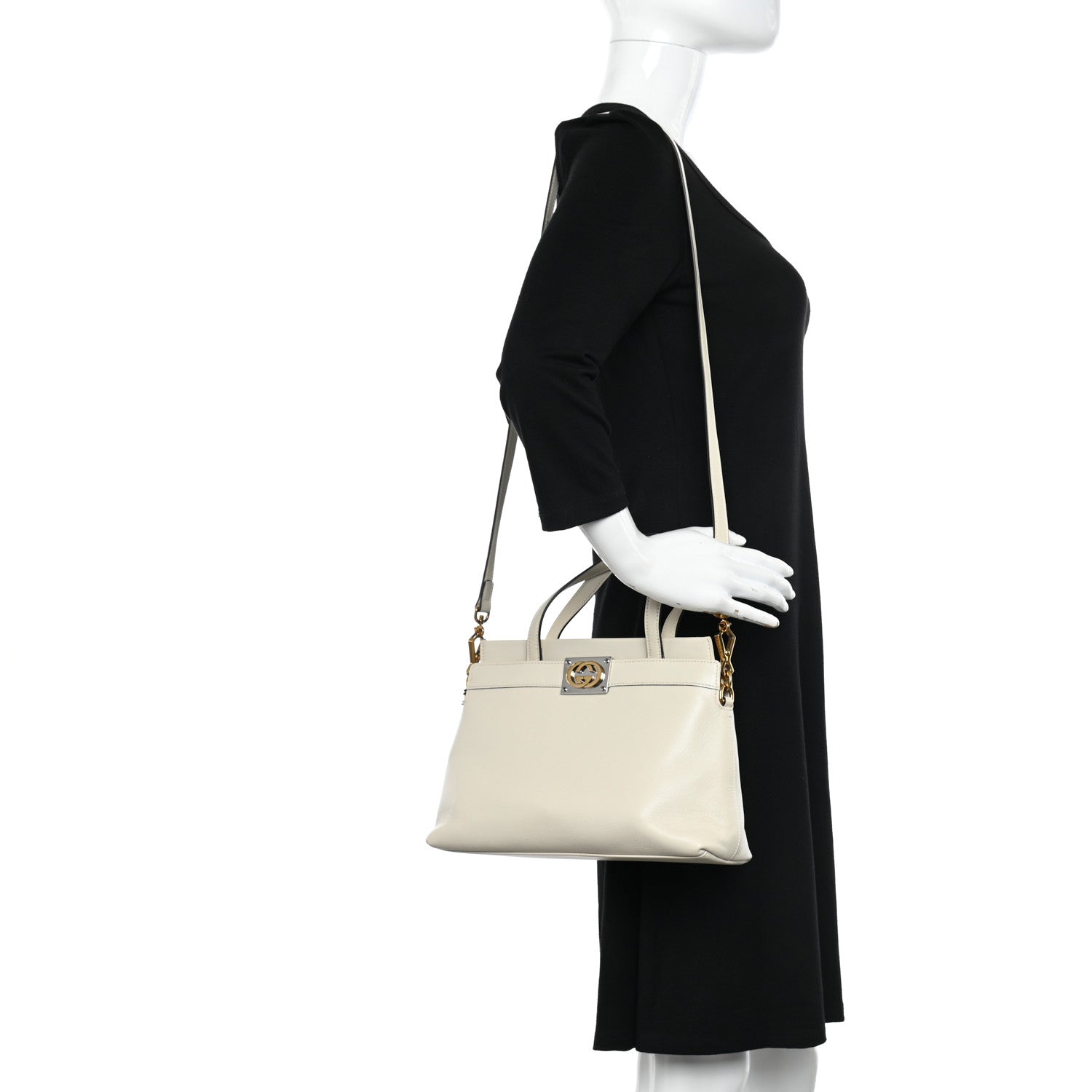 Gucci Lambskin Small Linea Matisse Top Handle Bag Mystic White 2 of 13