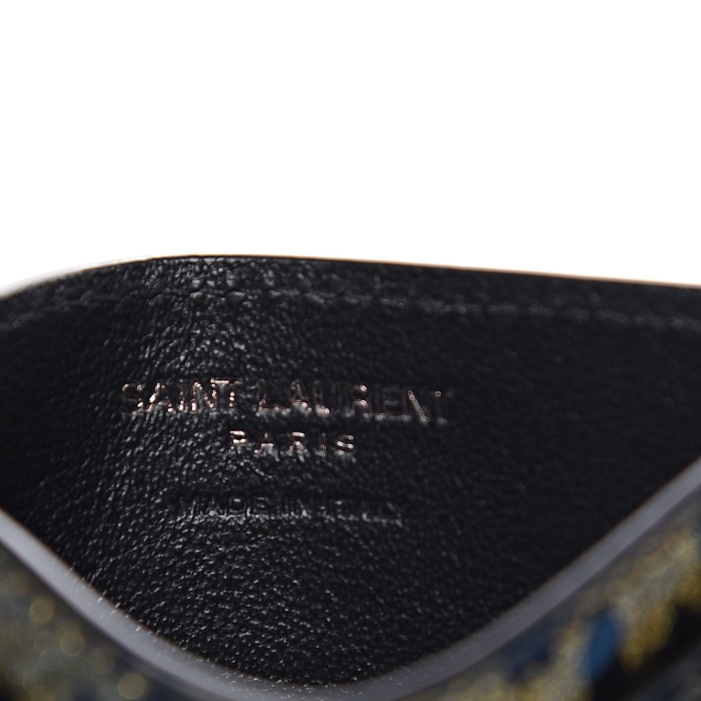 Patent Glitter Leopard Monogram Credit Card Case Black Multi