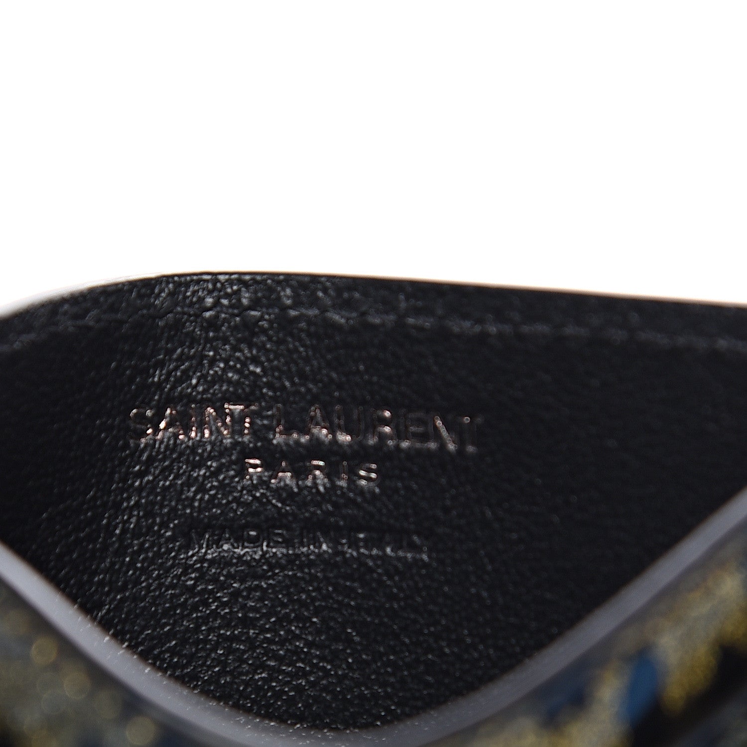 Saint Laurent Patent Glitter Leopard Monogram Credit Card Case Black Multi 4 of 5