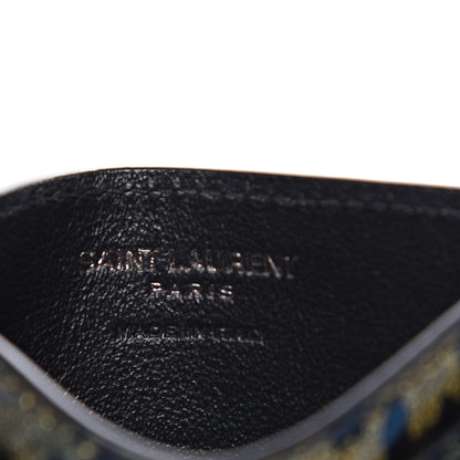 Saint Laurent Patent Glitter Leopard Monogram Credit Card Case Black Multi 4 of 5