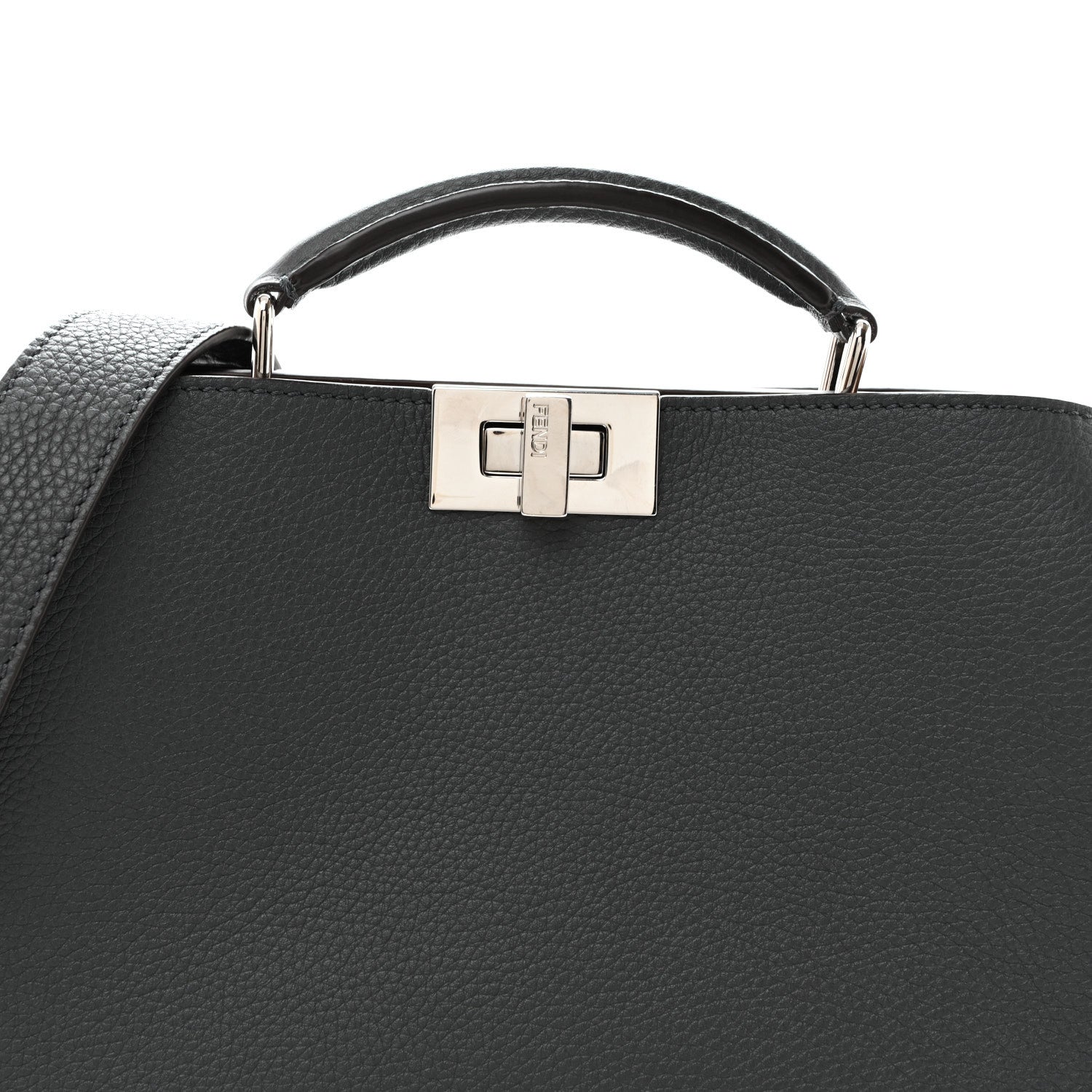 Fendi Cuoio Romano Vitello Cover Glazed Fabric Bi-Color FF 1974 Mini Peekaboo I SEE U Satchel Gray 7 of 10
