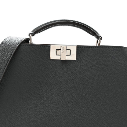 Fendi Cuoio Romano Vitello Cover Glazed Fabric Bi-Color FF 1974 Mini Peekaboo I SEE U Satchel Gray 7 of 10