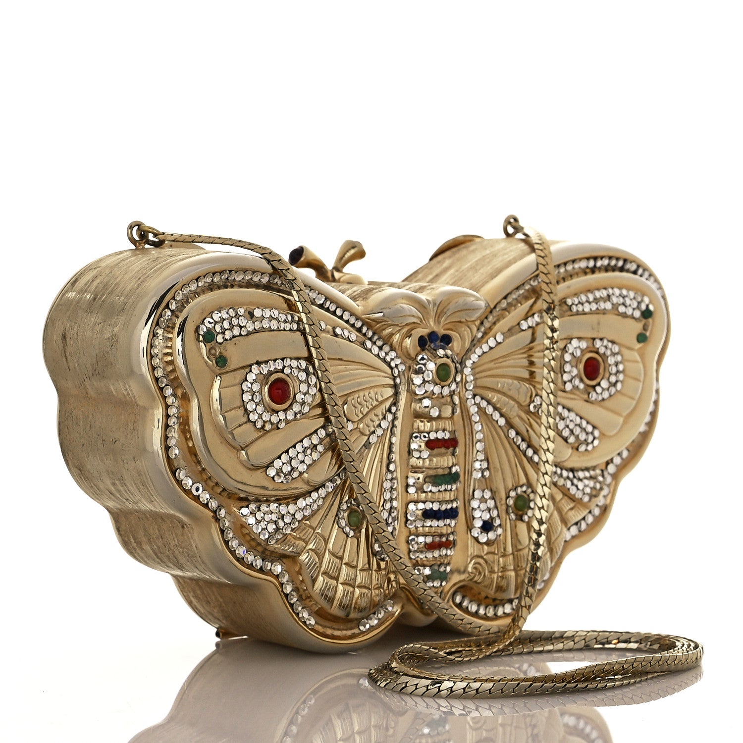 Judith Leiber Crystal Butterfly Celestrina Minaudiere Clutch Gold 5 of 12