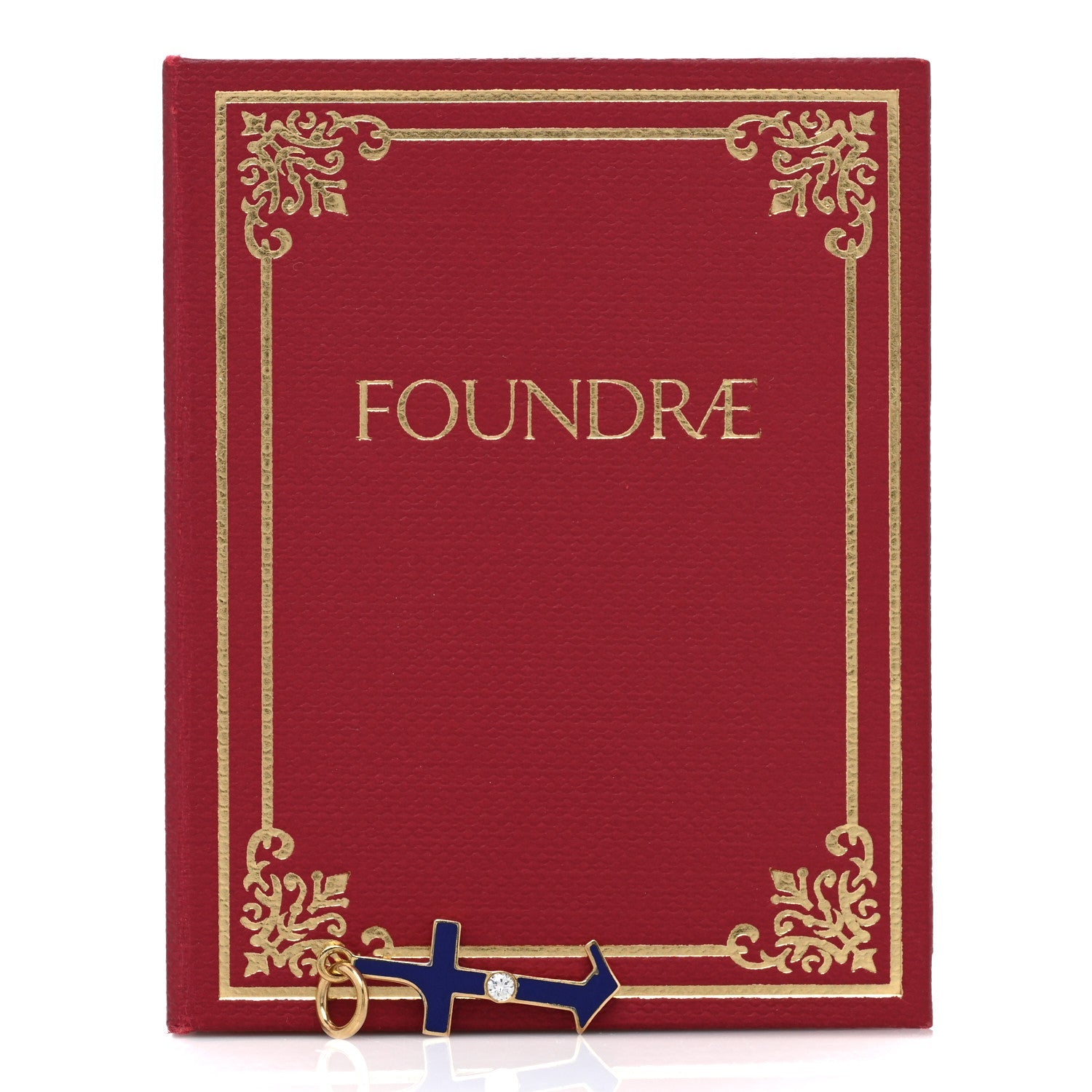 Foundrae 18K Yellow Gold Diamond Enamel Point Initial T Charm Blue 4 of 4