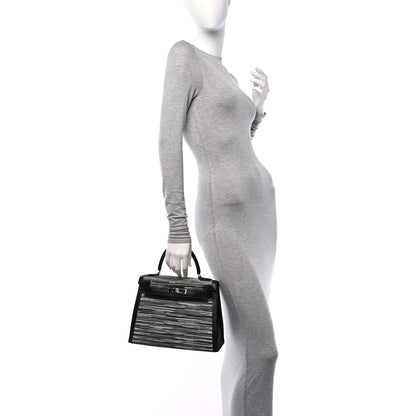 Hermes Box Toile Vibrato Kelly Sellier 28 Black Gris 2 of 10