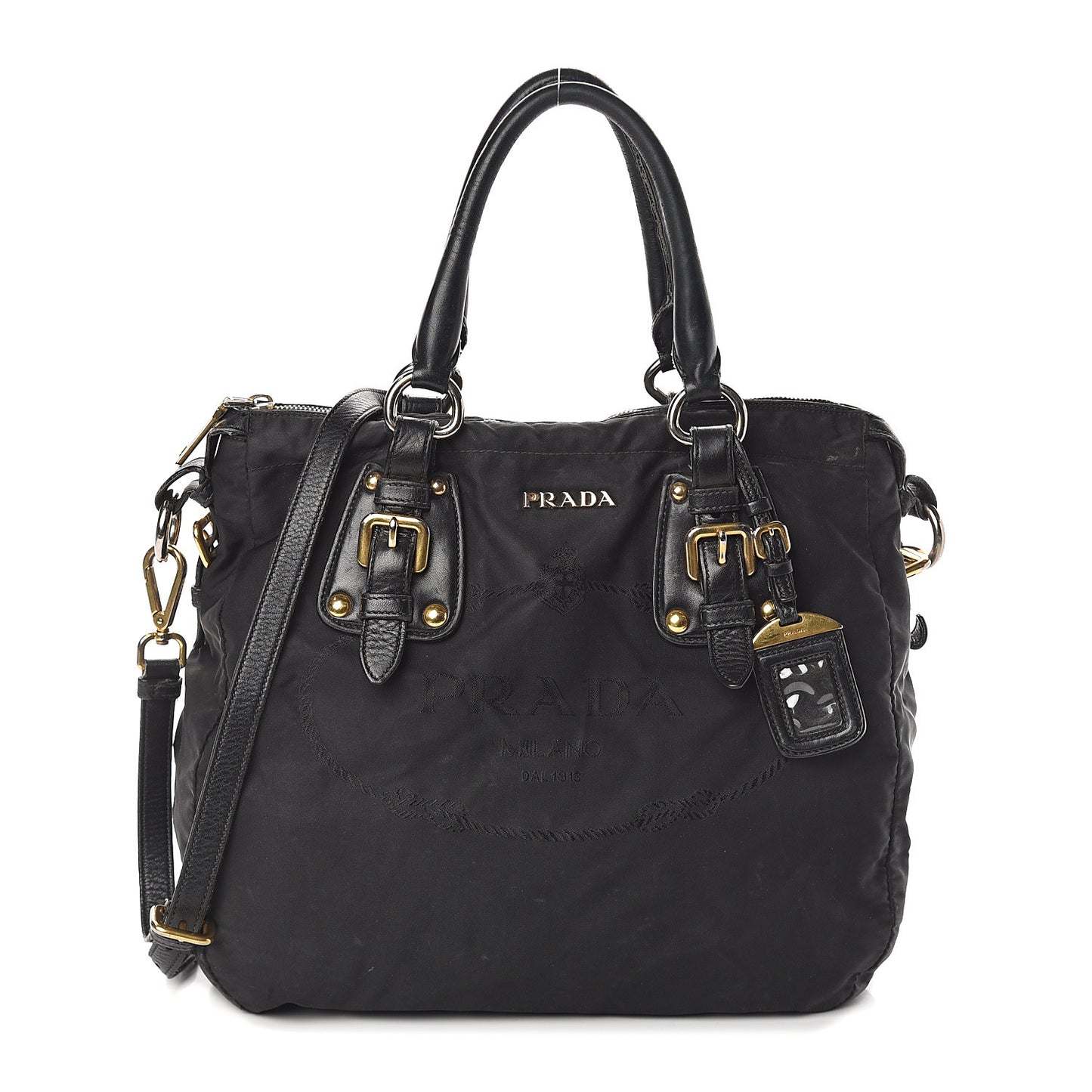 Tessuto Nylon Jacquard Logo Tote Black