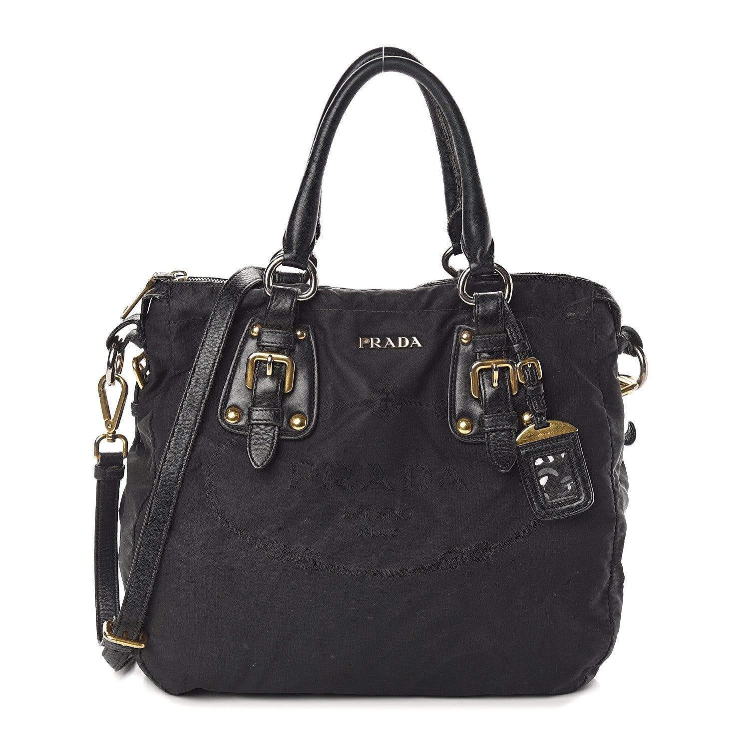 Prada Tessuto Nylon Jacquard Logo Tote Black 1 of 8