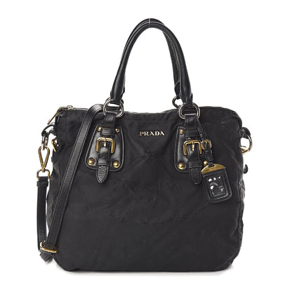 Prada Tessuto Nylon Jacquard Logo Tote Black 1 of 8