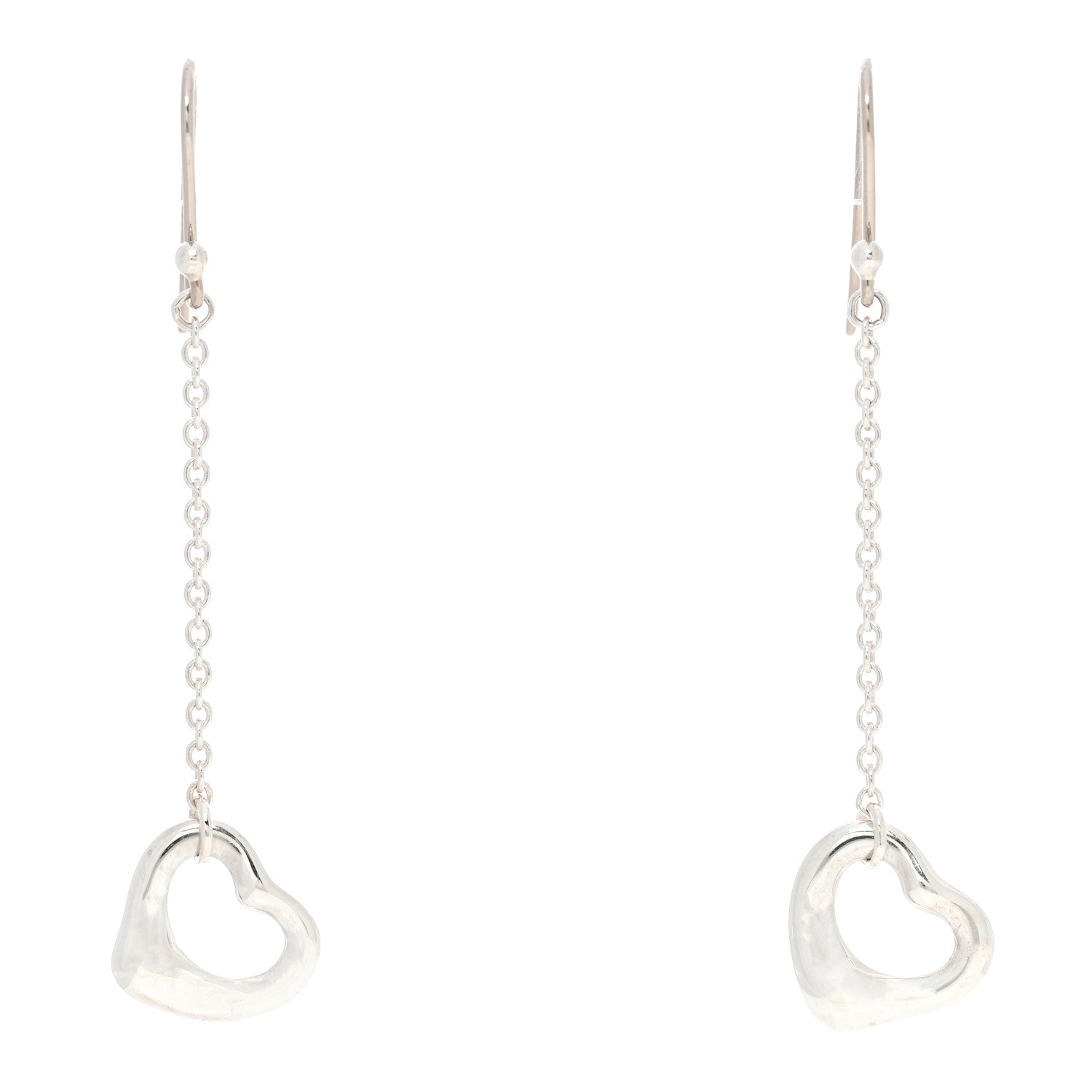Tiffany Sterling Silver Elsa Peretti Open Heart Drop Earrings 1 of 4