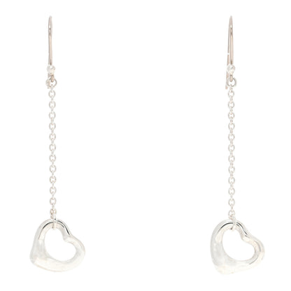 Tiffany Sterling Silver Elsa Peretti Open Heart Drop Earrings 1 of 4