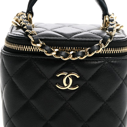 Chanel Lambskin Quilted Top Handle Mini Vanity Case With Chain Black 8 of 10