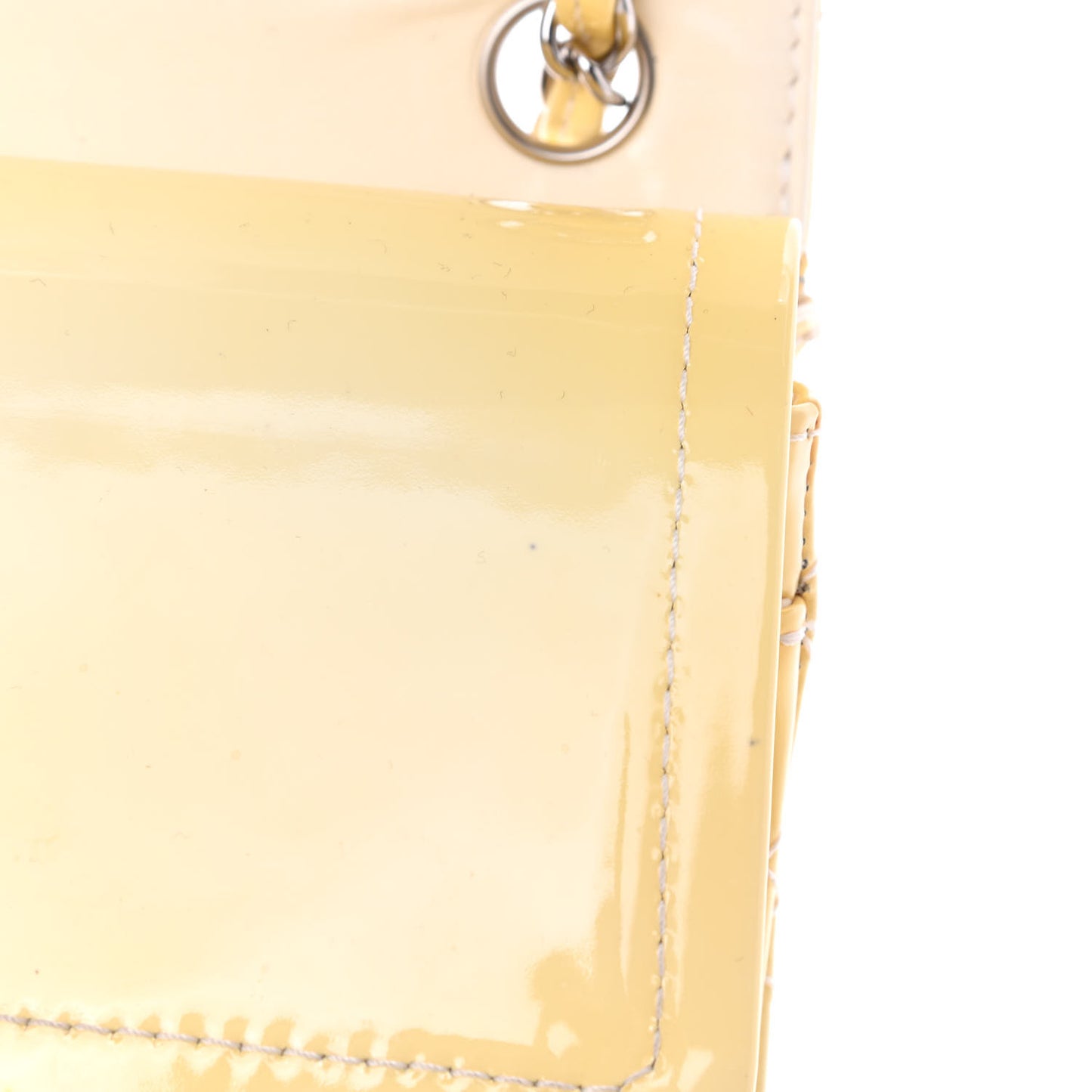 Patent Quilted Medium Double Flap Ivory