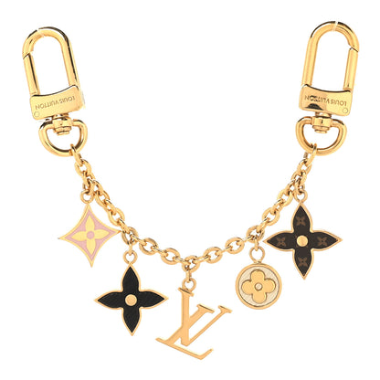 Louis Vuitton Brass Enamel Fleur De Monogram Bag Charm Chain Gold 1 of 5