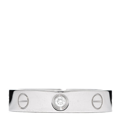 Cartier 18K White Gold Diamond 4mm LOVE Wedding Band Ring 51 5.75 1 of 4