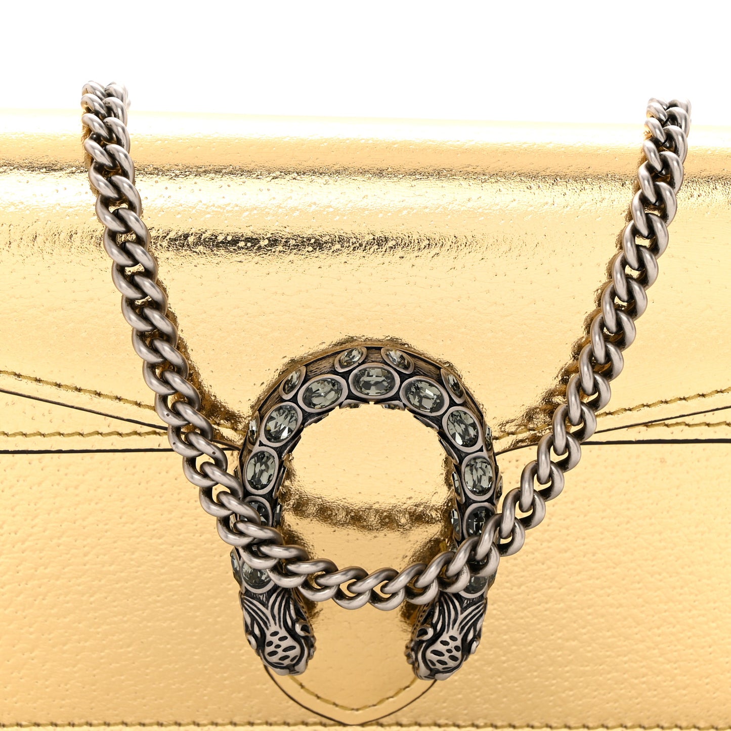 Metallic Calfskin Super Mini Dionysus Shoulder Bag Gold