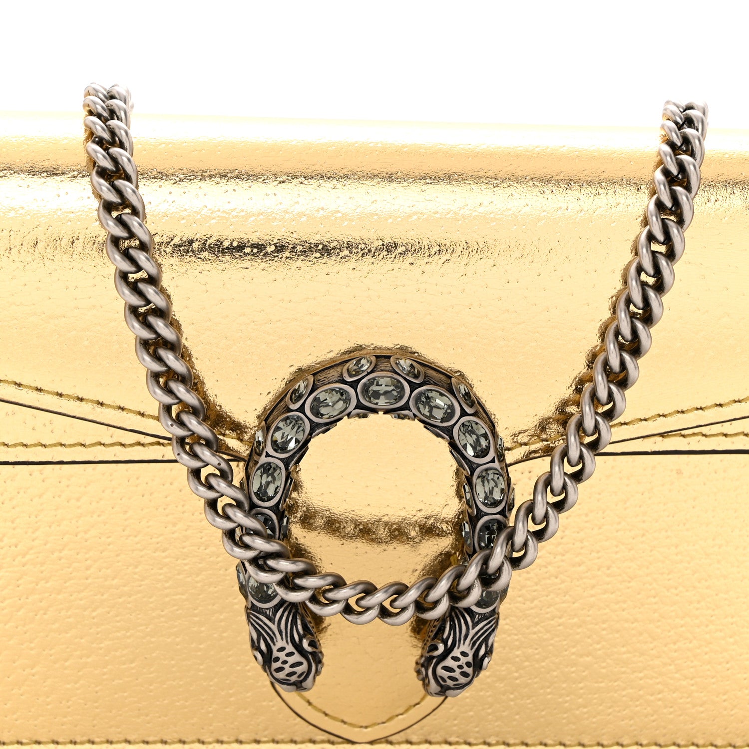 Gucci Metallic Calfskin Super Mini Dionysus Shoulder Bag Gold 9 of 12