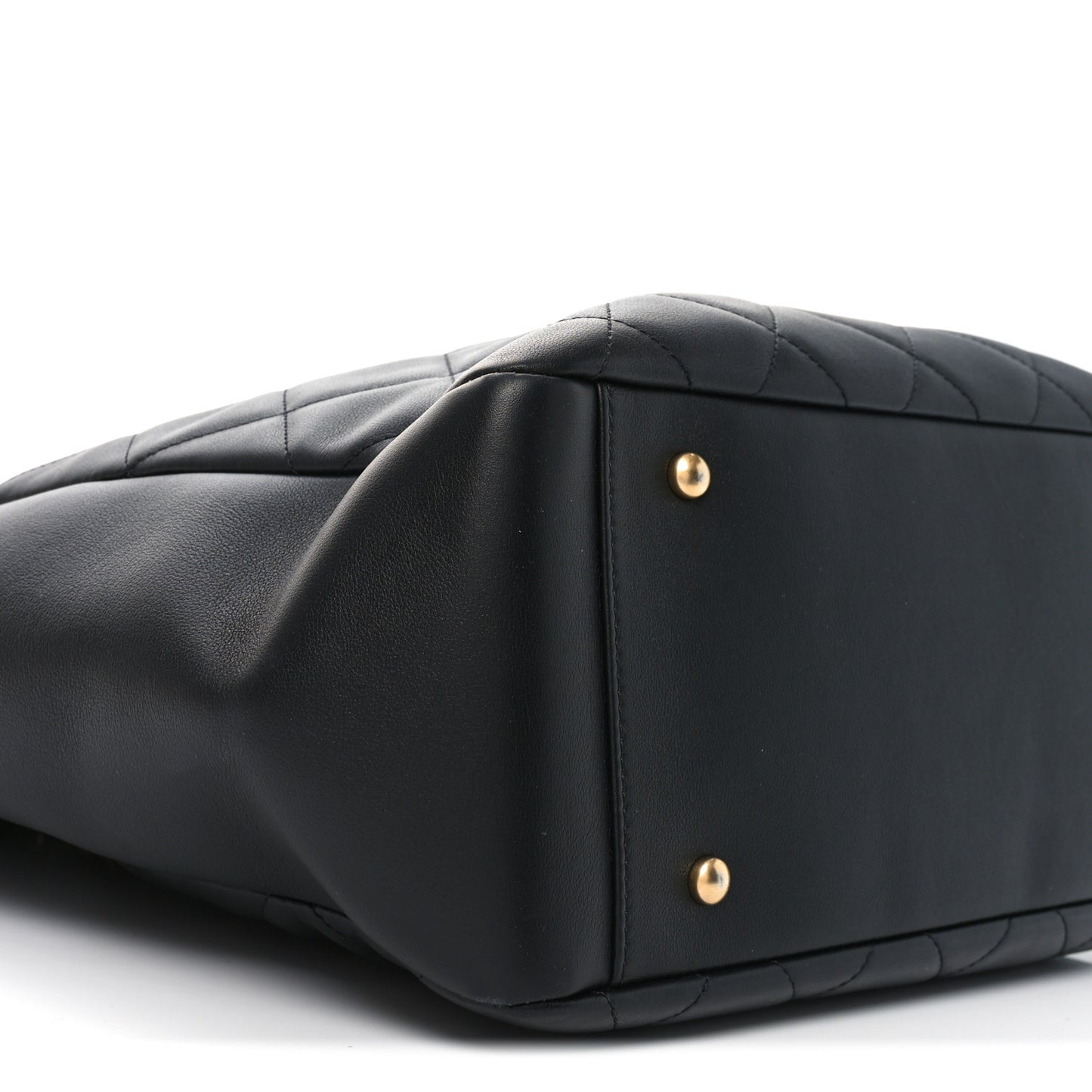 Lambskin Quilted Shopping Tote  Black