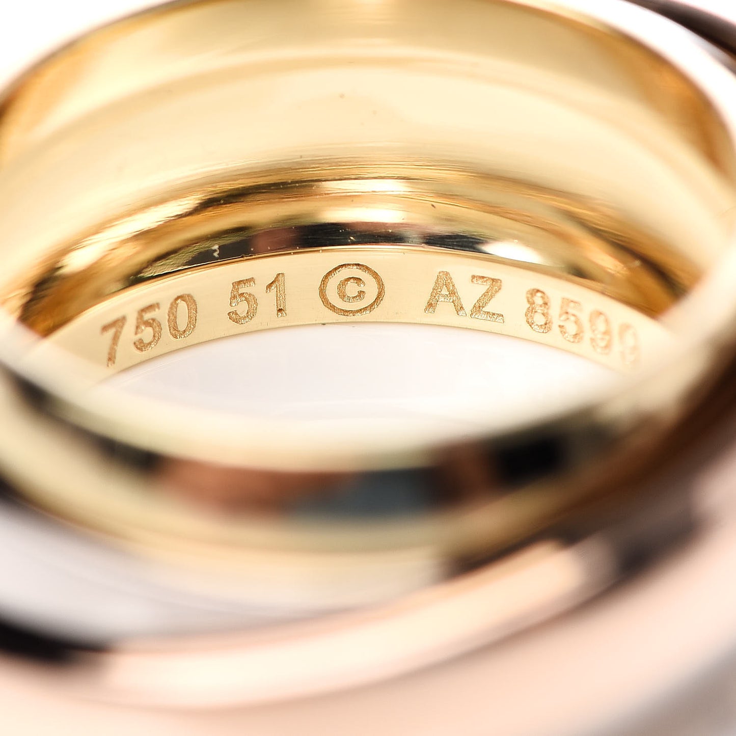 18K Pink Yellow White Trinity Must Essence Ring 51 5.75