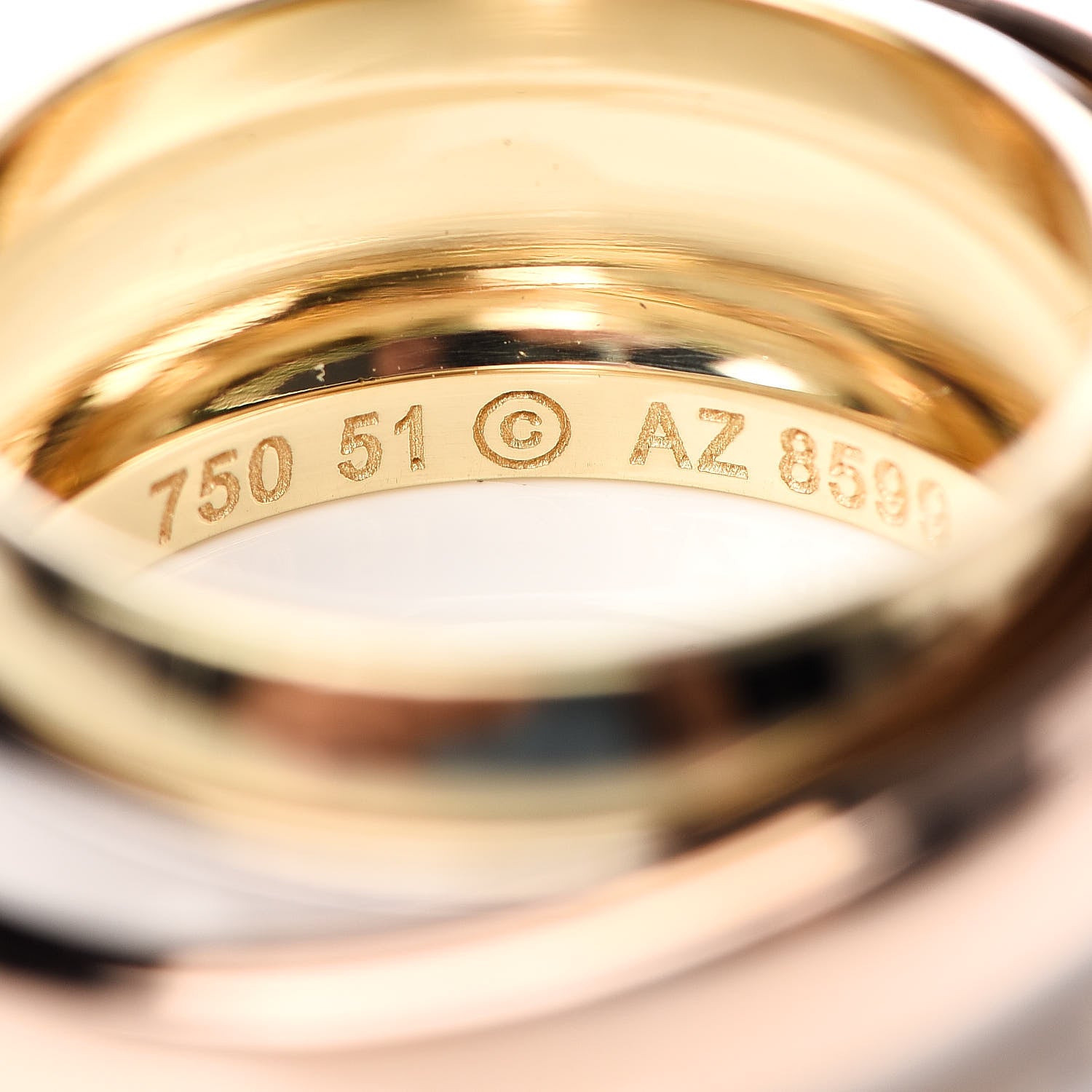 Cartier 18K Pink Yellow White Trinity Must Essence Ring 51 5.75 4 of 4