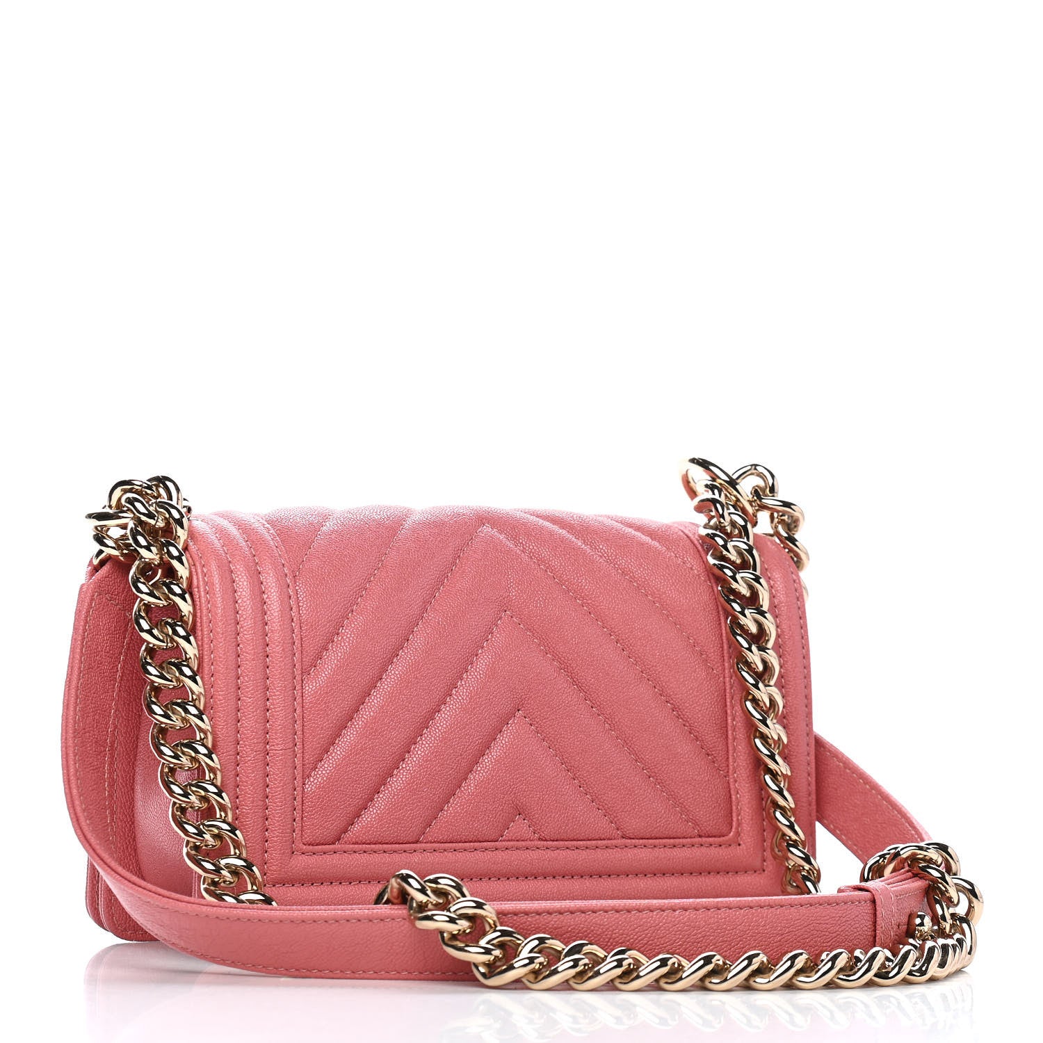 Chanel Caviar Chevron Quilted Small Boy Flap Pink 2 of 8