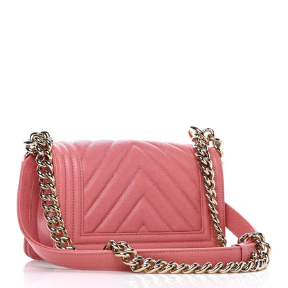 Chanel Caviar Chevron Quilted Small Boy Flap Pink 2 of 8