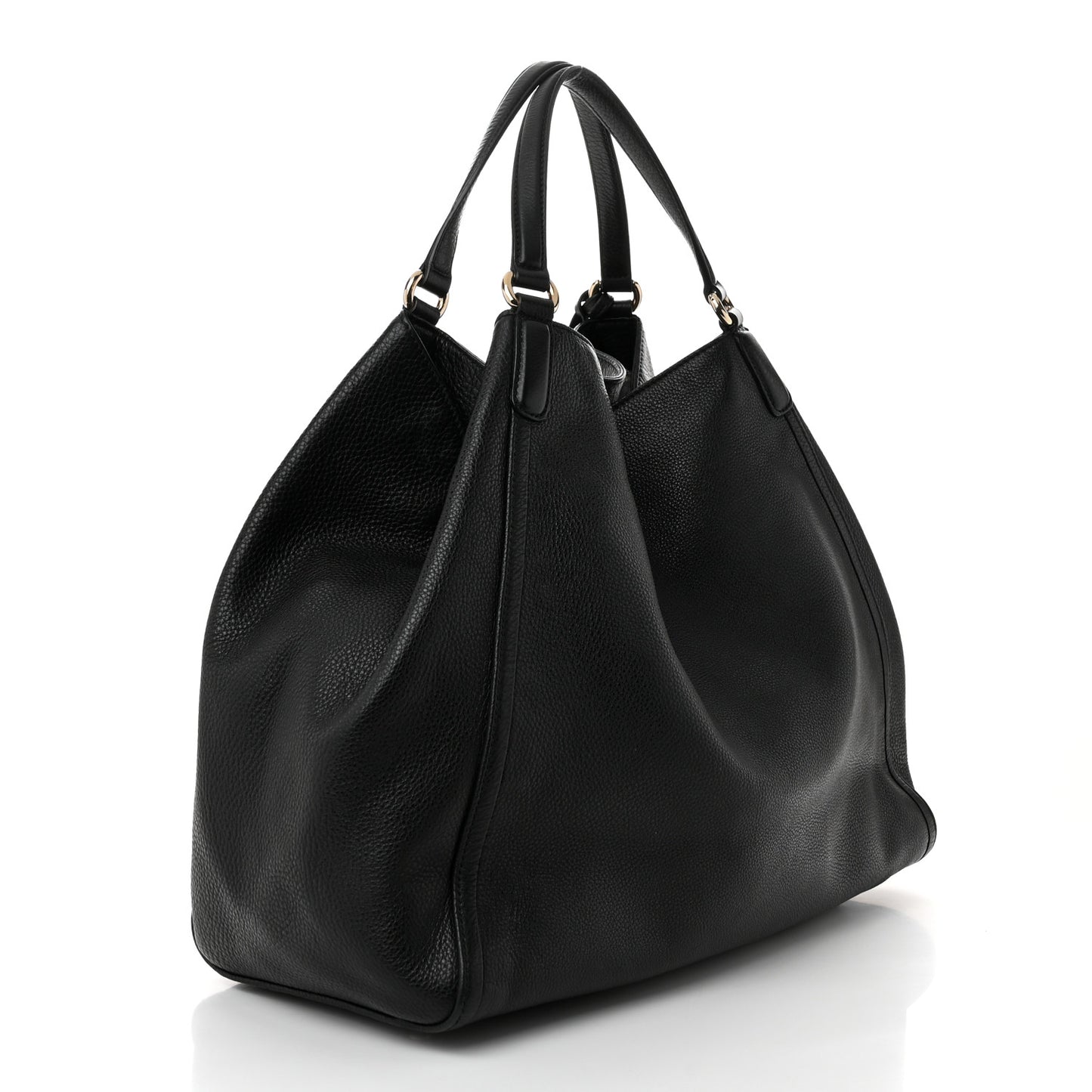 Pebbled Calfskin Large Soho Shoulder Bag Black